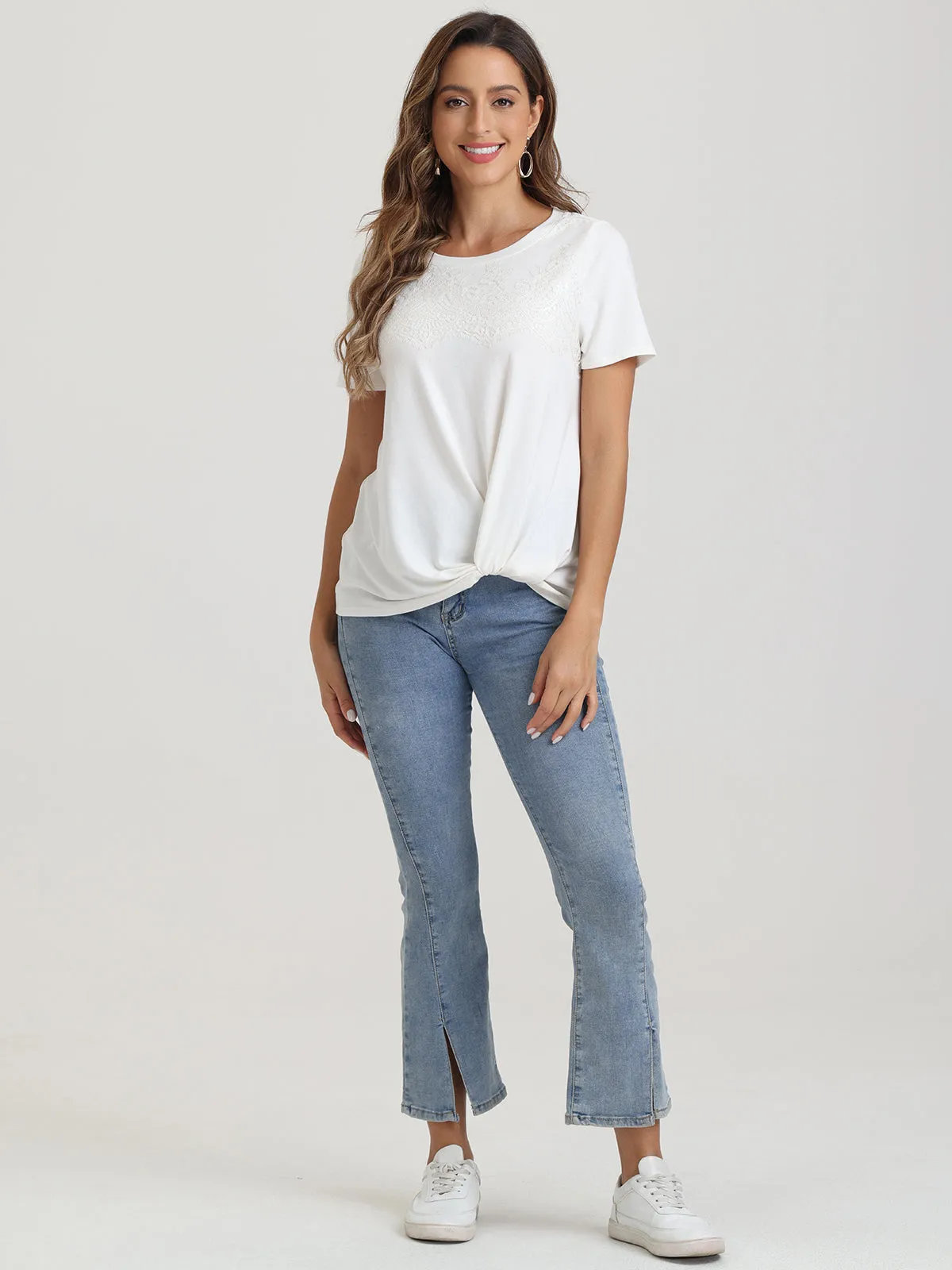 Twist Hem Crewneck Top sold by 89th & Madison product image thumbnail 4