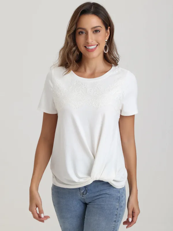 Twist Hem Crewneck Top sold by 89th & Madison