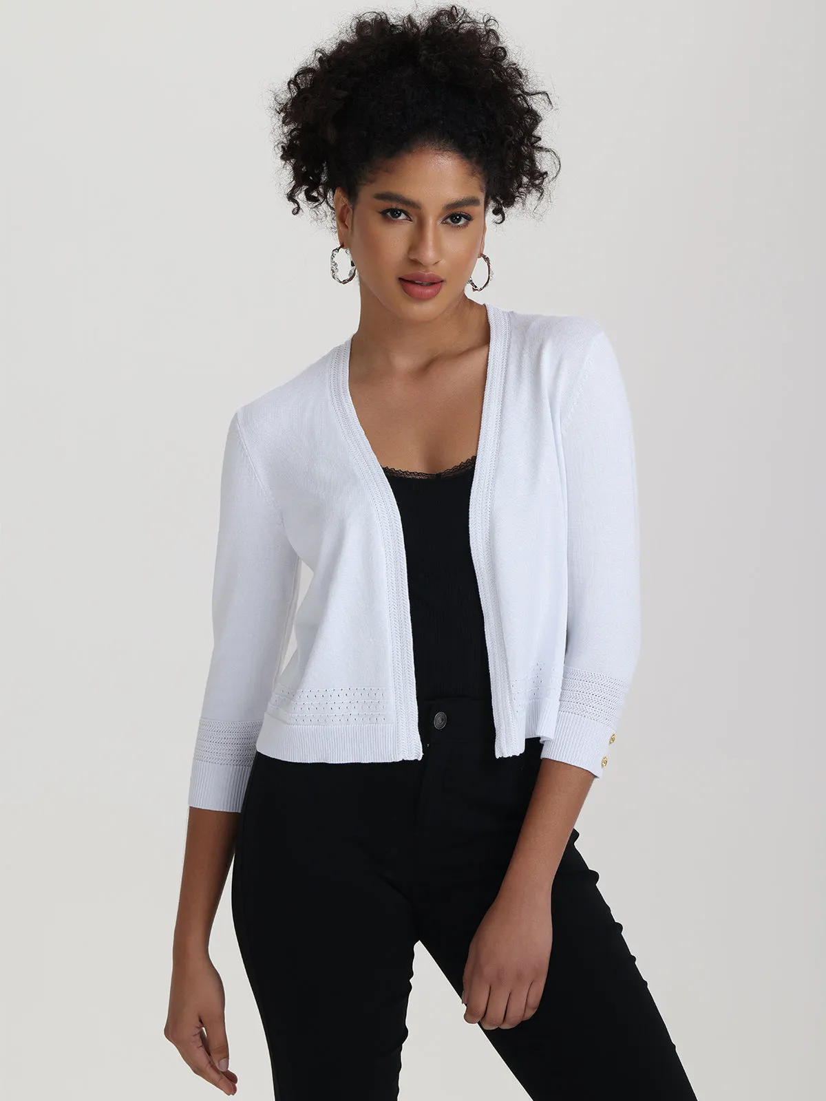 Pointelle Trim Open Cardigan sold by 89th & Madison
