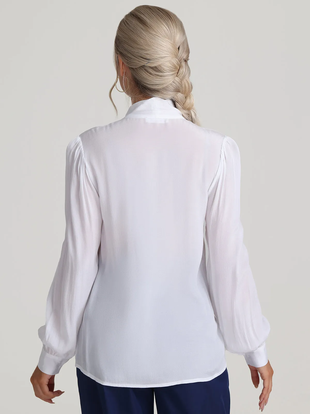 Tie Neck Button Up Blouse sold by 89th & Madison product image thumbnail 3