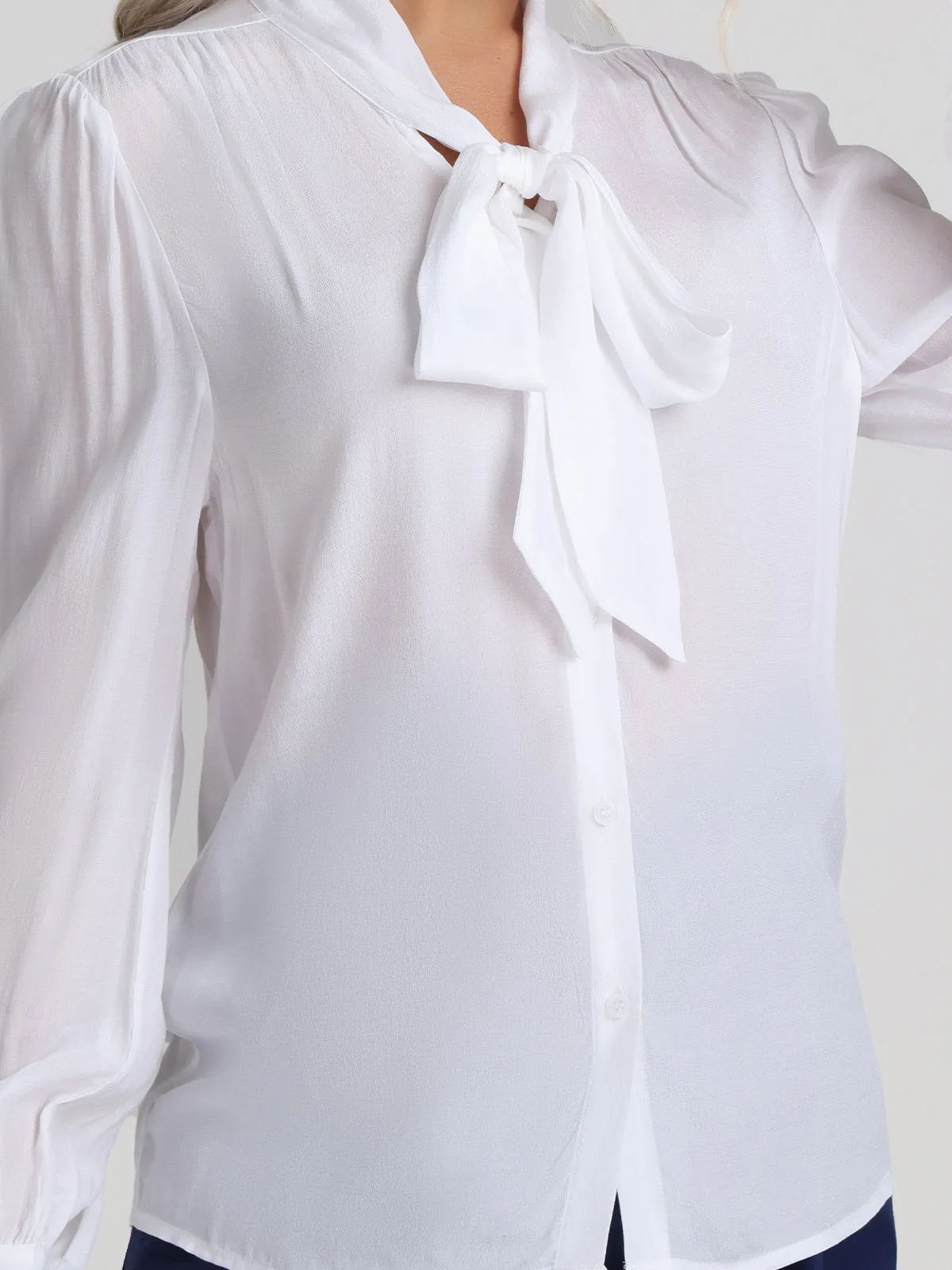 Tie Neck Button Up Blouse sold by 89th & Madison product image thumbnail 4