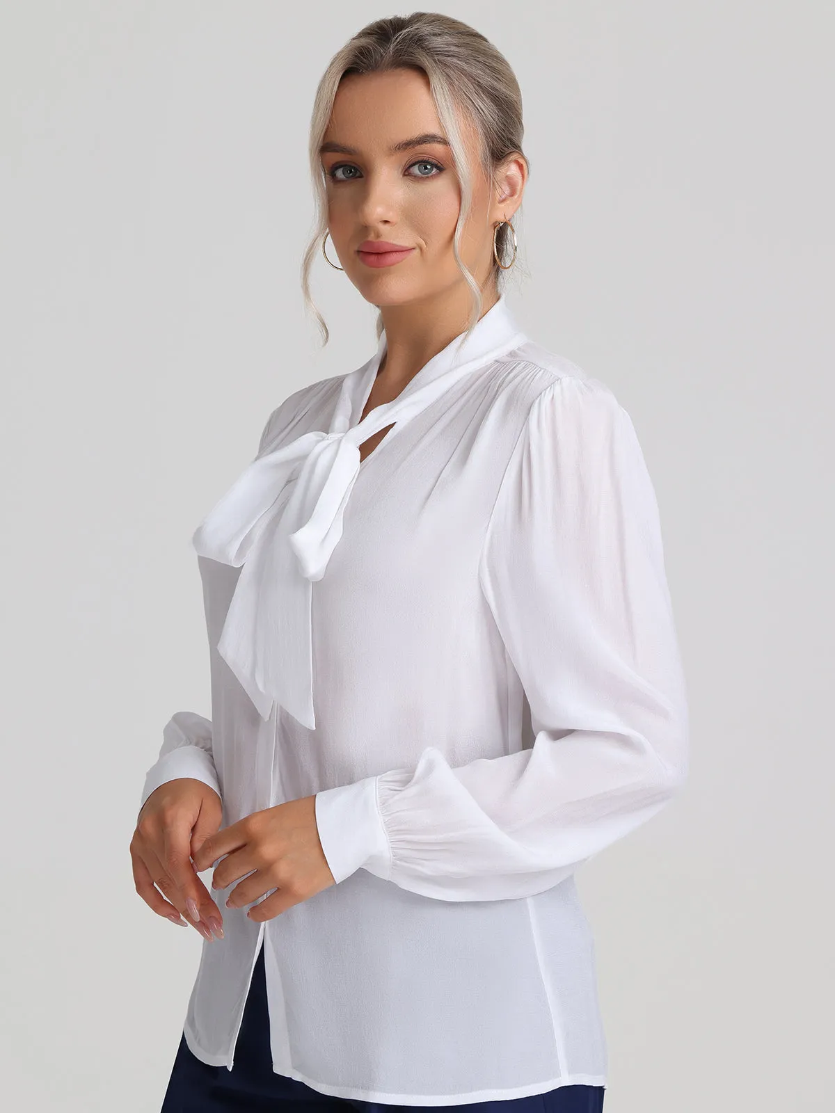 Tie Neck Button Up Blouse sold by 89th & Madison product image thumbnail 2