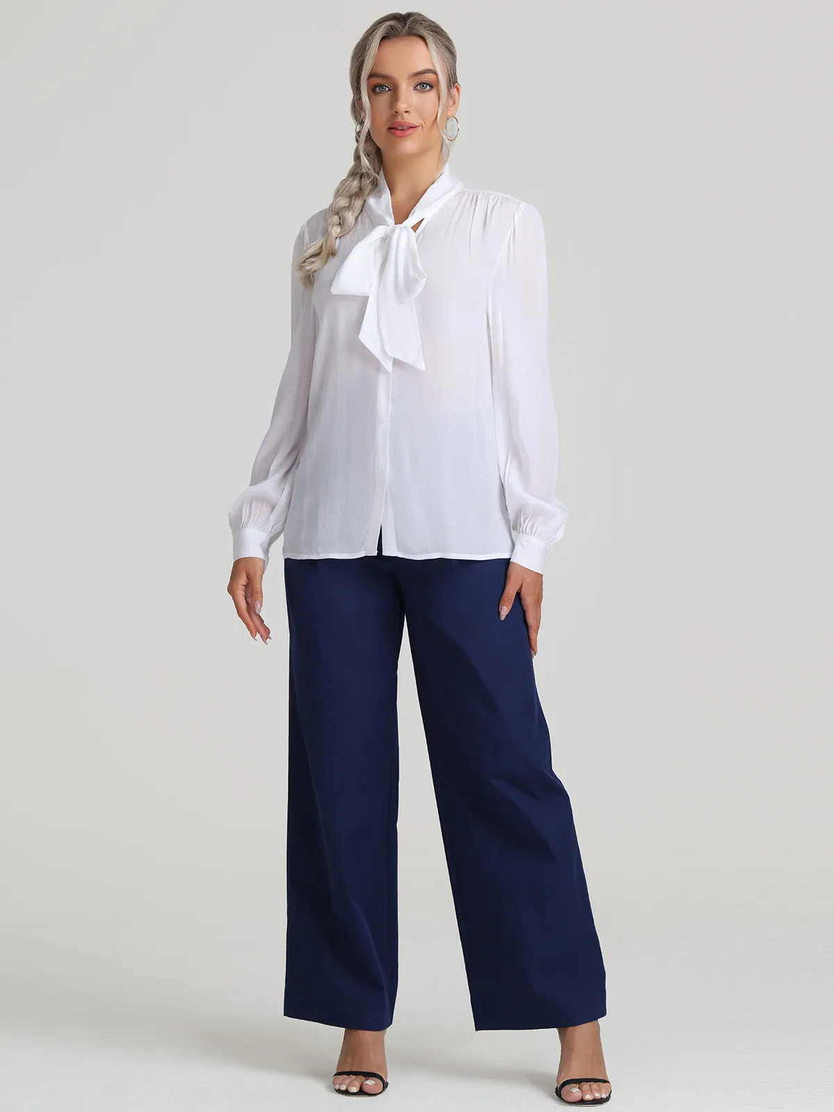 Tie Neck Button Up Blouse sold by 89th & Madison product image thumbnail 5