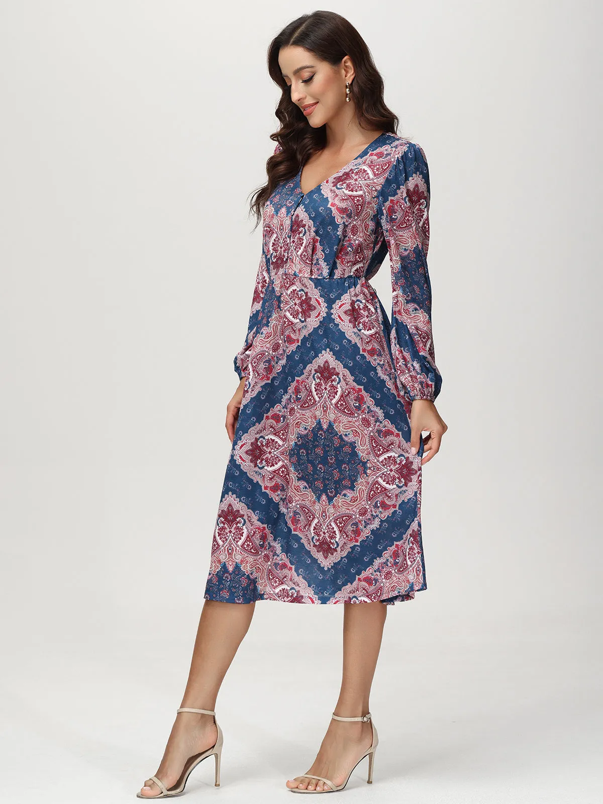 V-Neck Floral Midi Dress sold by 89th & Madison product image thumbnail 5