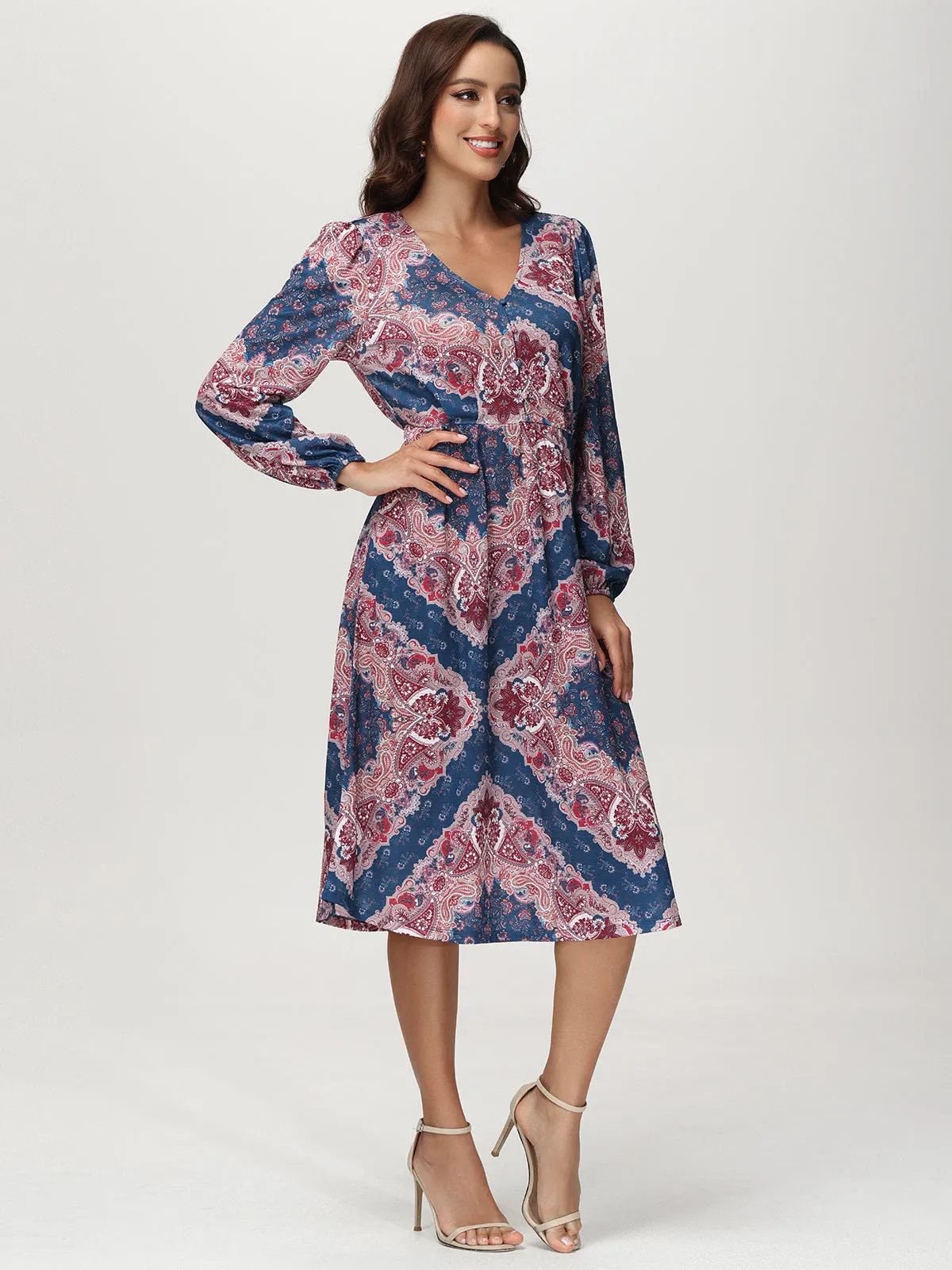 V-Neck Floral Midi Dress sold by 89th & Madison product image thumbnail 4