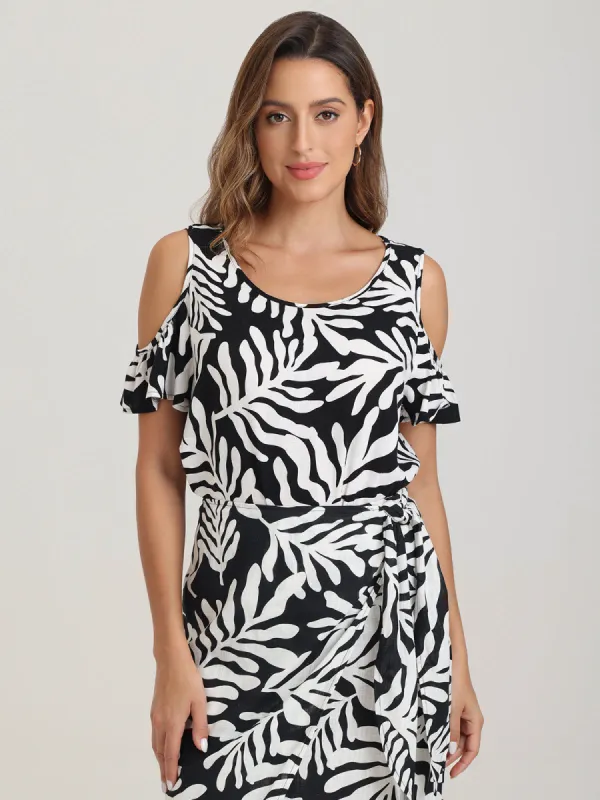 Floral Cold Shoulder Blouse sold by 89th & Madison