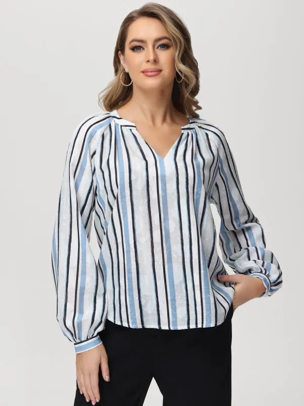Stripe Notch Neck Blouse sold by 89th & Madison