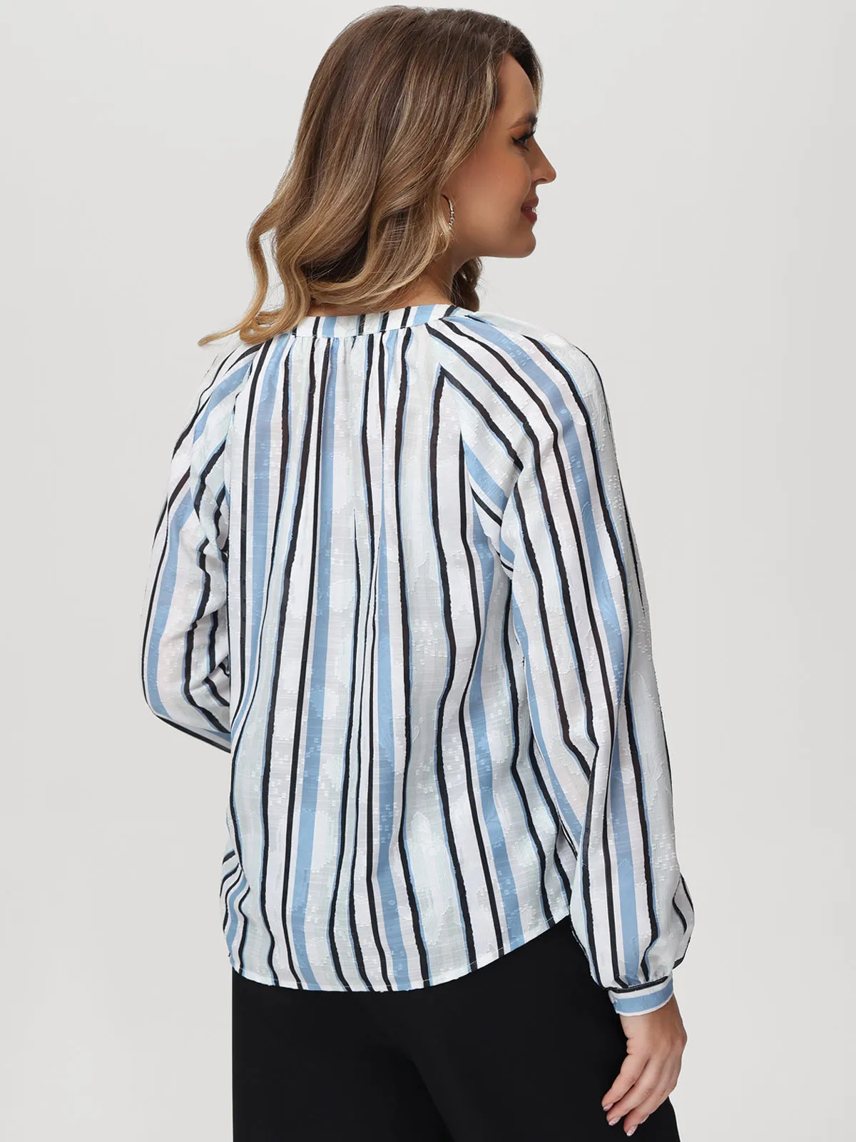 Stripe Notch Neck Blouse sold by 89th & Madison product image thumbnail 2