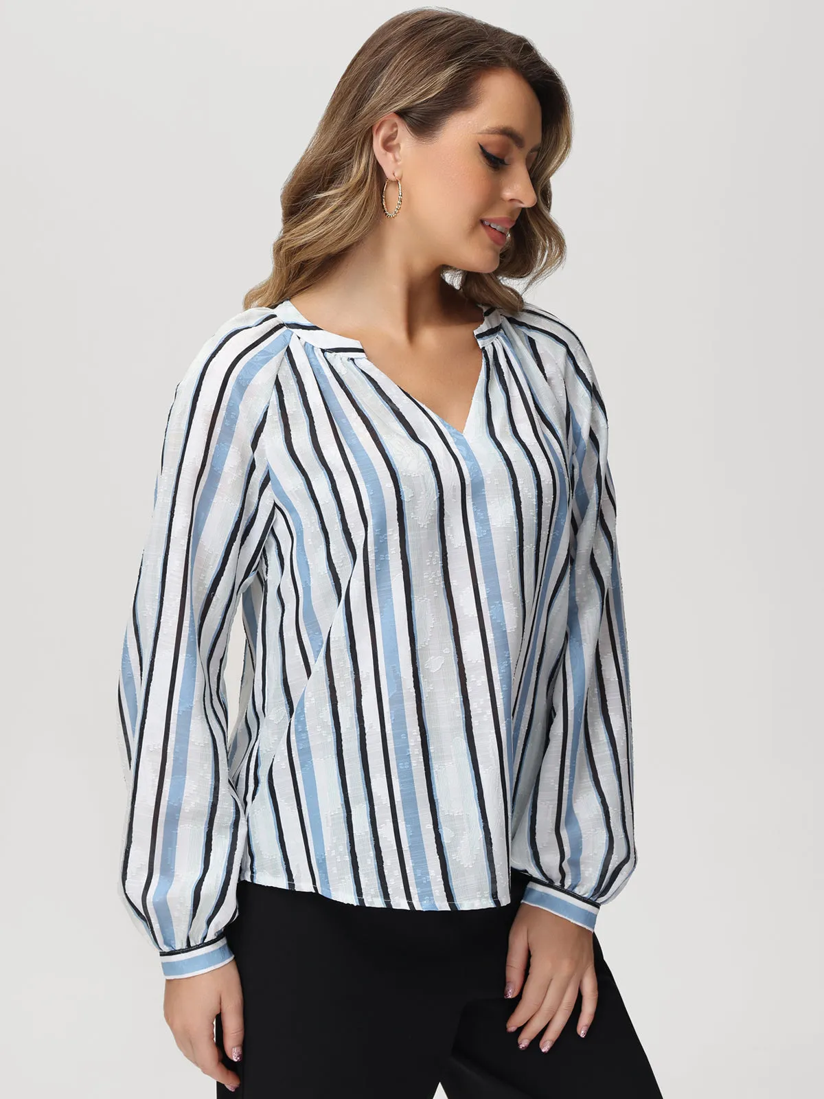 Stripe Notch Neck Blouse sold by 89th & Madison product image thumbnail 3