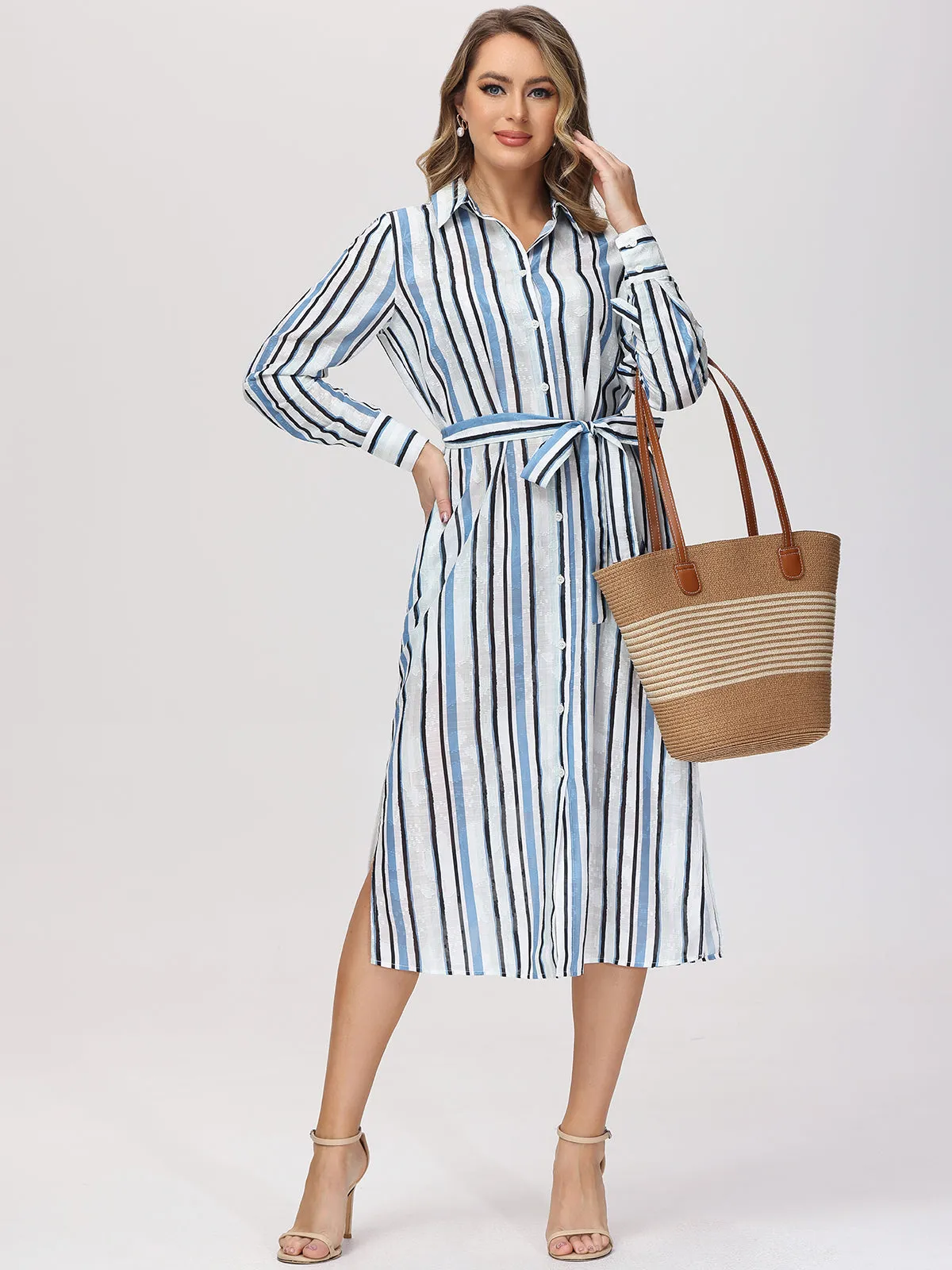 Stripe Belted Shirtdress sold by 89th & Madison product image thumbnail 5