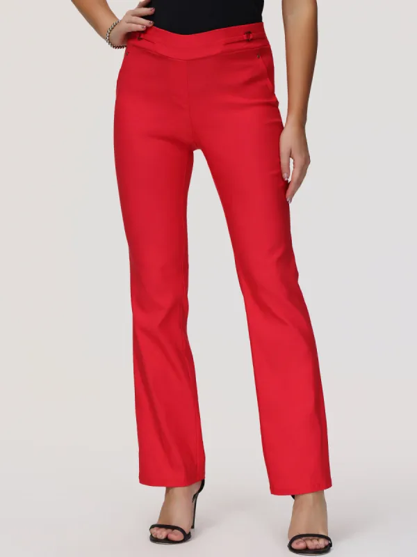 Mid-Rise Straight Leg Luxe Pull-On Pants sold by 89th & Madison