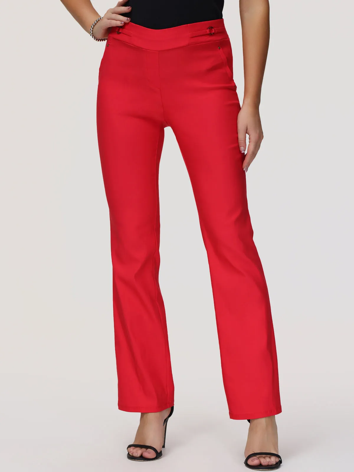 Mid-Rise Straight Leg Luxe Pull-On Pants sold by 89th & Madison