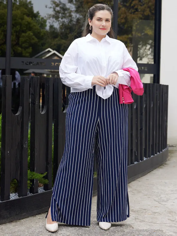 Plus High-Rise Stripe Wide Leg Pants sold by 89th & Madison