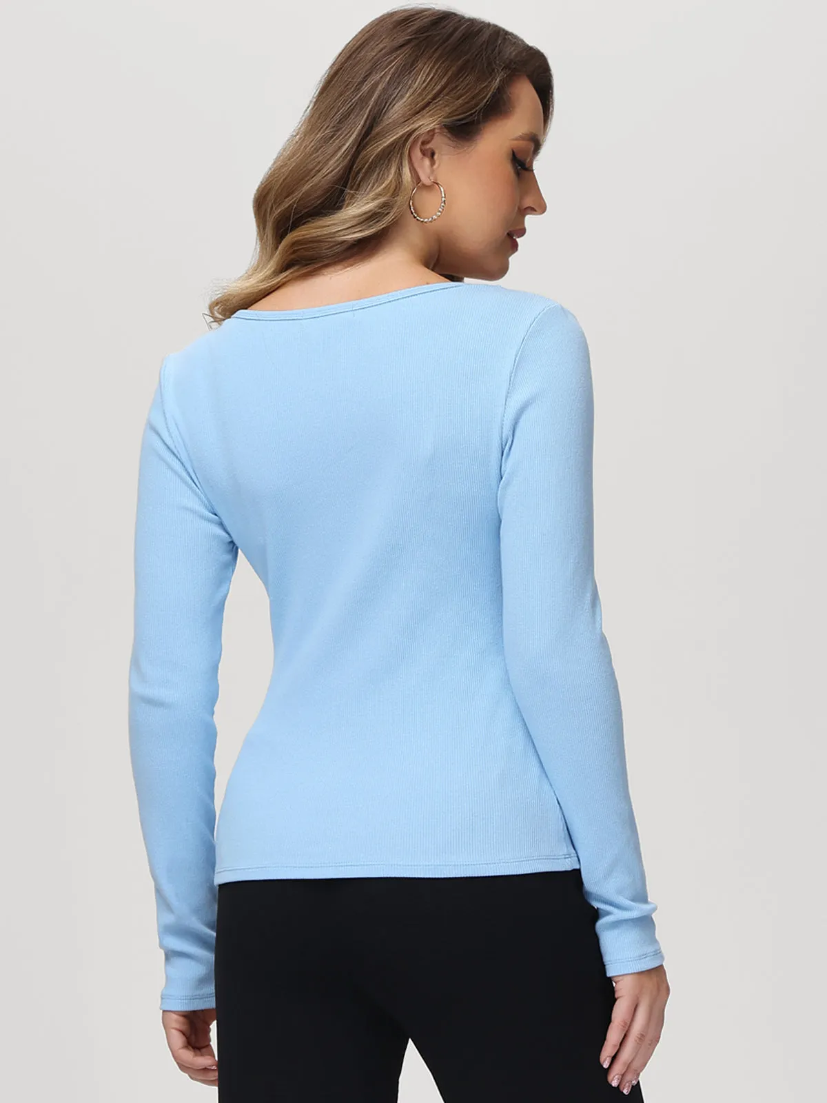 Rib Long Sleeve Henley Tee sold by 89th & Madison product image thumbnail 5