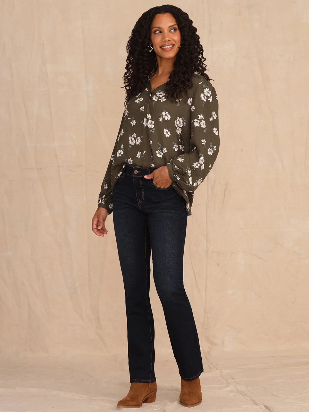 Kick Out Mid Rise Jean In Dark Wash sold by 89th & Madison