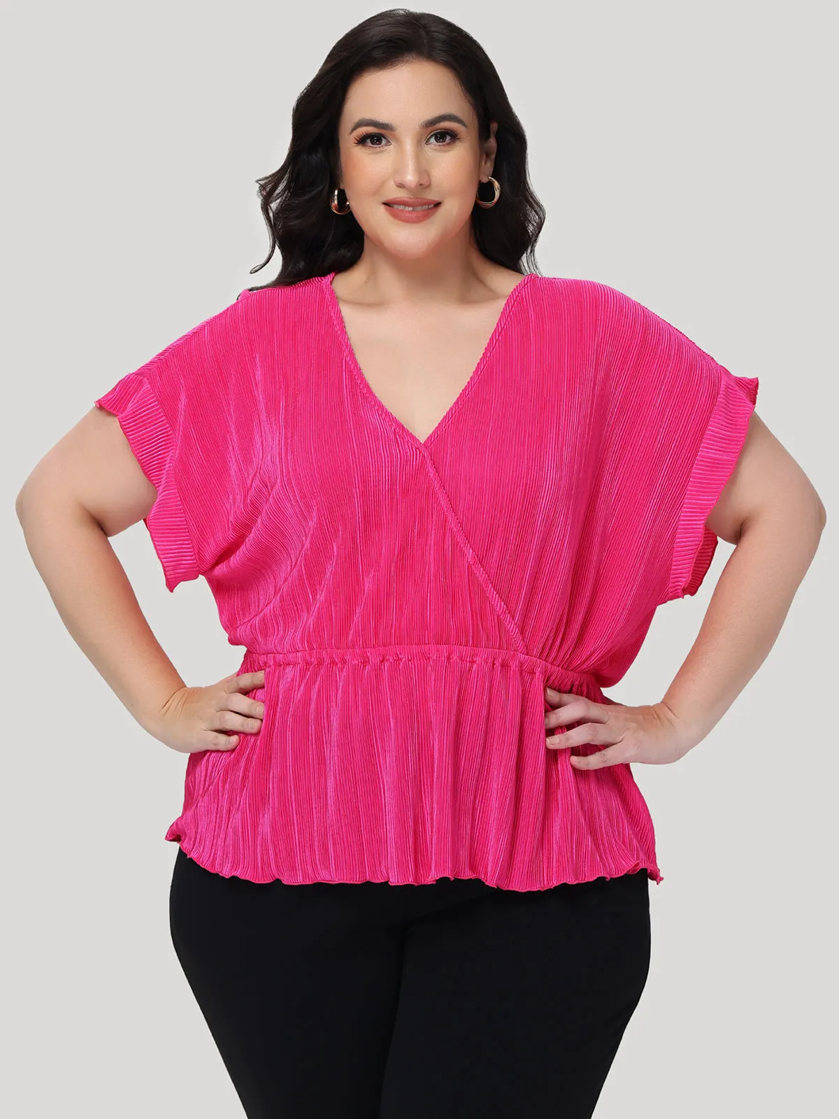 Plus Flutter Sleeve Wrap Top sold by 89th & Madison product image thumbnail 2
