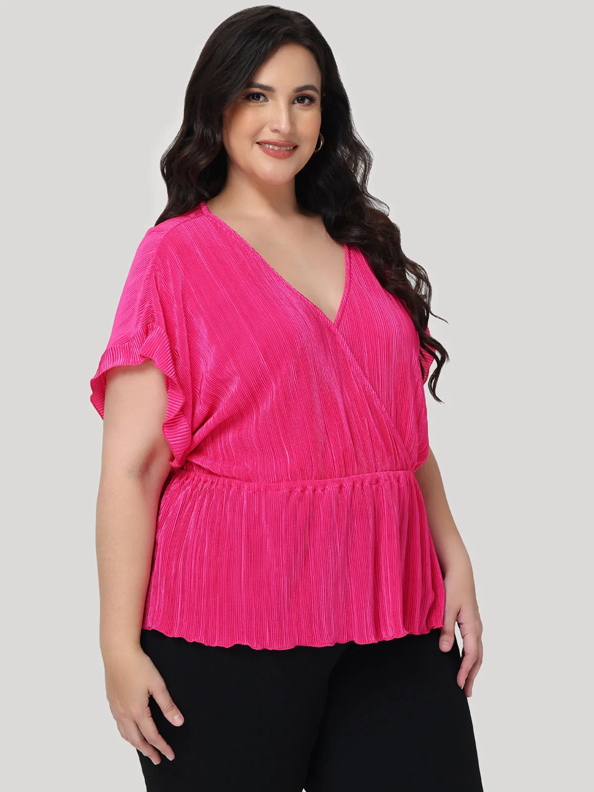 Plus Flutter Sleeve Wrap Top sold by 89th & Madison product image thumbnail 4