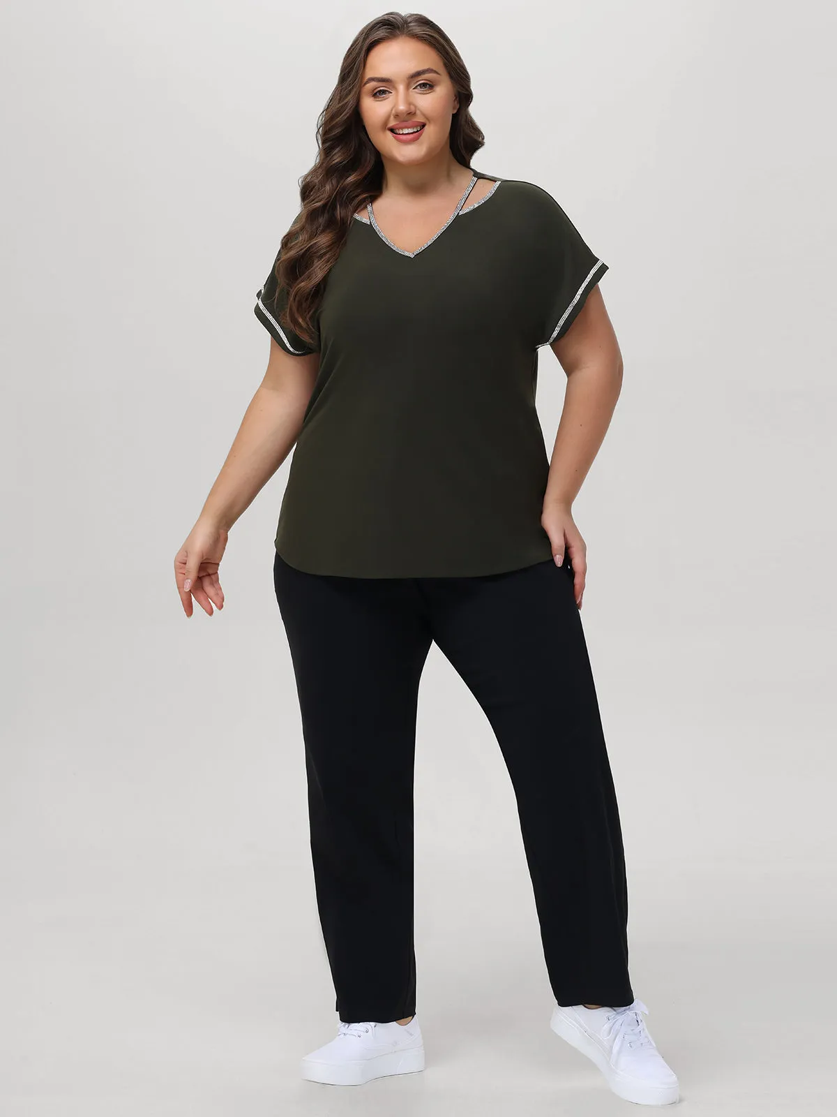 Plus Rhinestone Cut Out Dolman Cool Top sold by 89th & Madison product image thumbnail 5