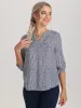 Stripe Print Notch Neck Blouse sold by 89th & Madison