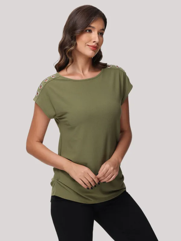 Metal Eyelet Dolman Cool Top sold by 89th & Madison