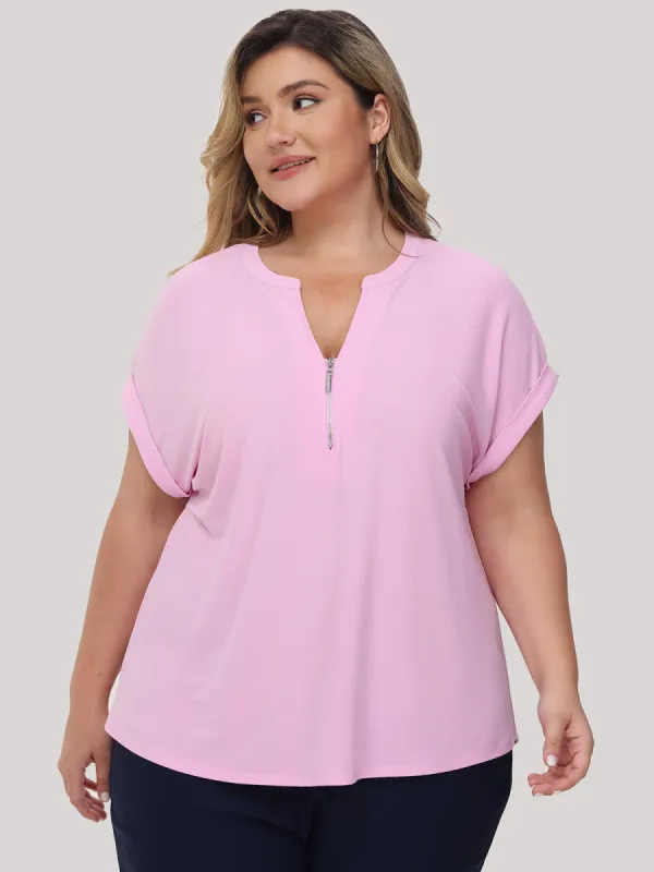 Plus Zipper Neck Cool Blouse sold by 89th & Madison