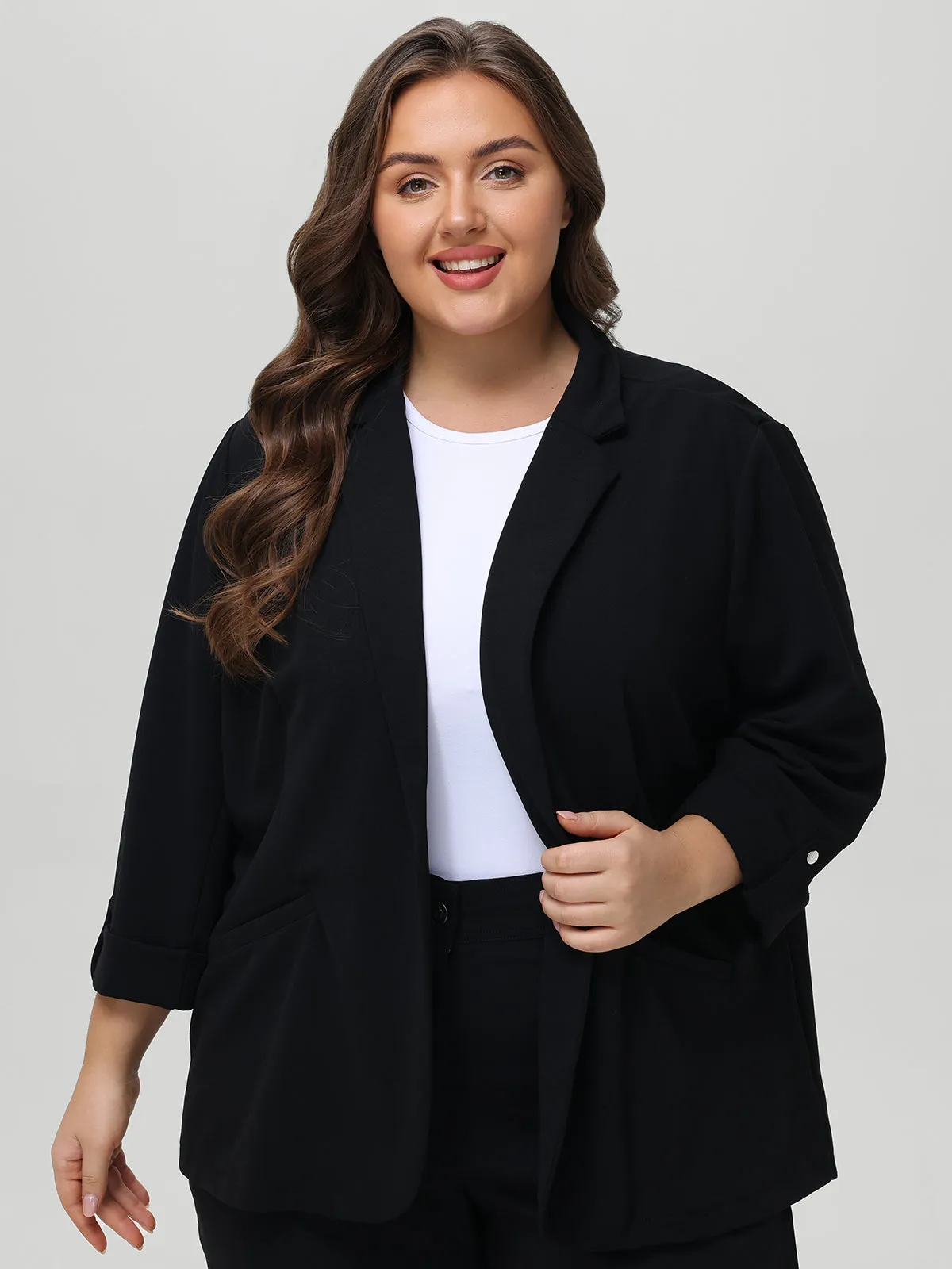 Plus Rolled Sleeve Blazer sold by 89th & Madison