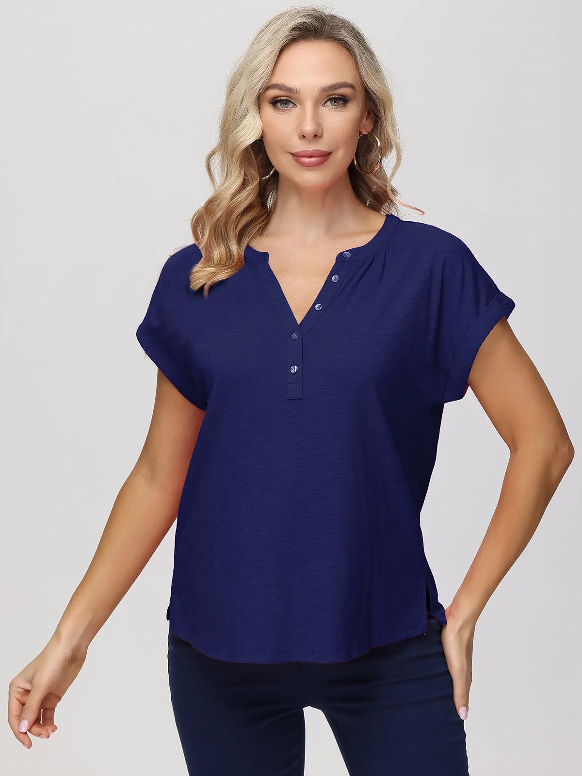 Y Neckline With Buttons Top sold by 89th & Madison
