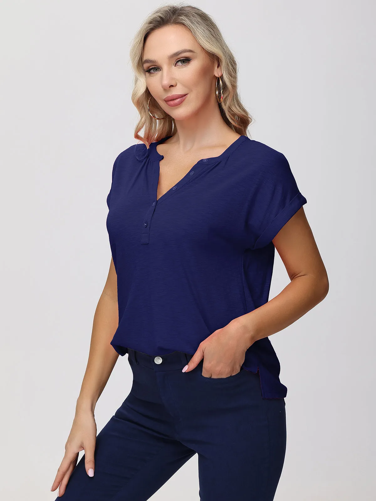 Y Neckline With Buttons Top sold by 89th & Madison product image thumbnail 3