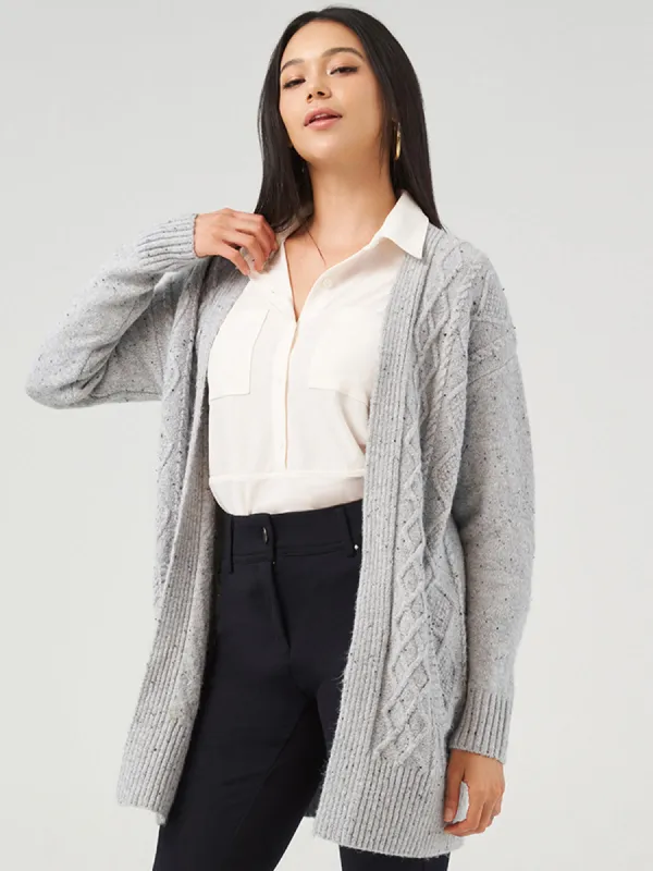 Mixed Cable Open Cardigan sold by 89th & Madison