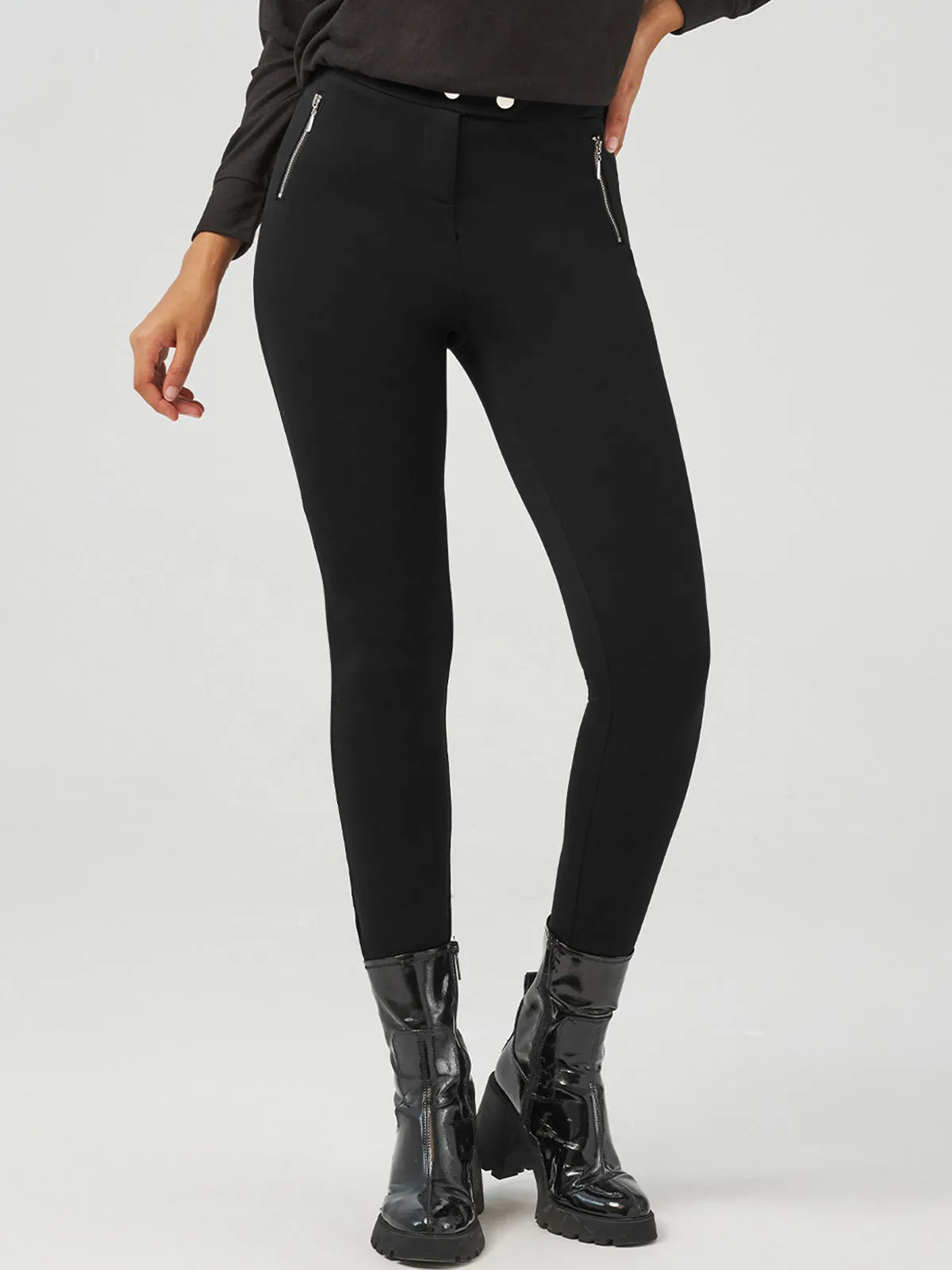 Luxe Ponte Skinny Zip Detail Trousers sold by 89th & Madison