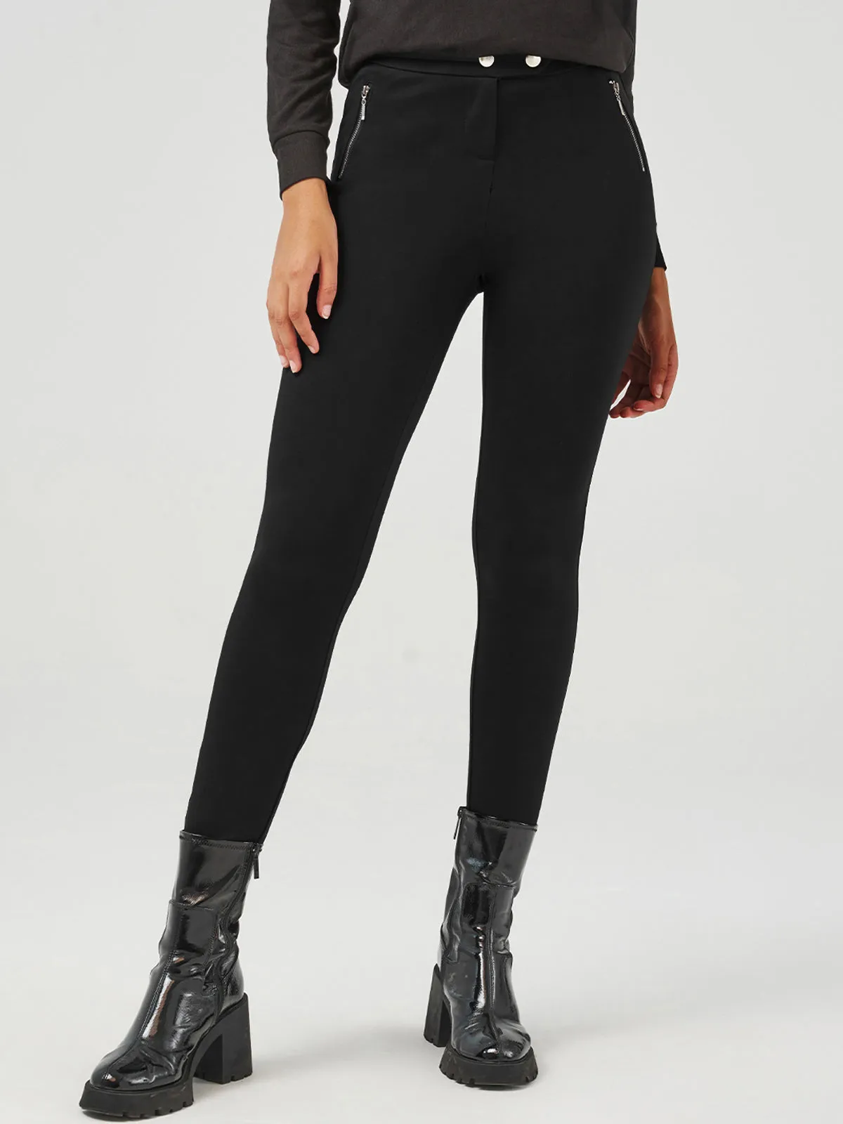 Luxe Ponte Skinny Zip Detail Trousers sold by 89th & Madison product image thumbnail 2