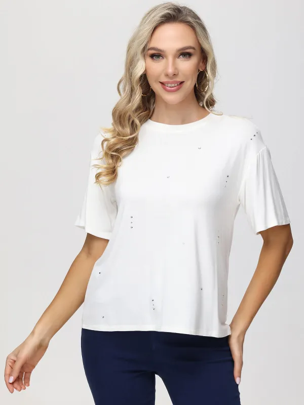 Rhinestone Crewneck Tee sold by 89th & Madison