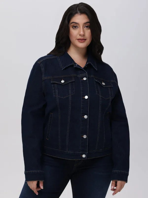 Plus Classic Denim Jacket In Dark Wash sold by 89th & Madison