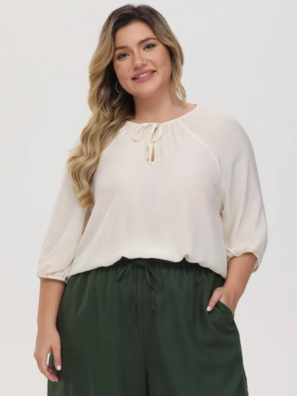 Plus Tie Neck Blouse sold by 89th & Madison