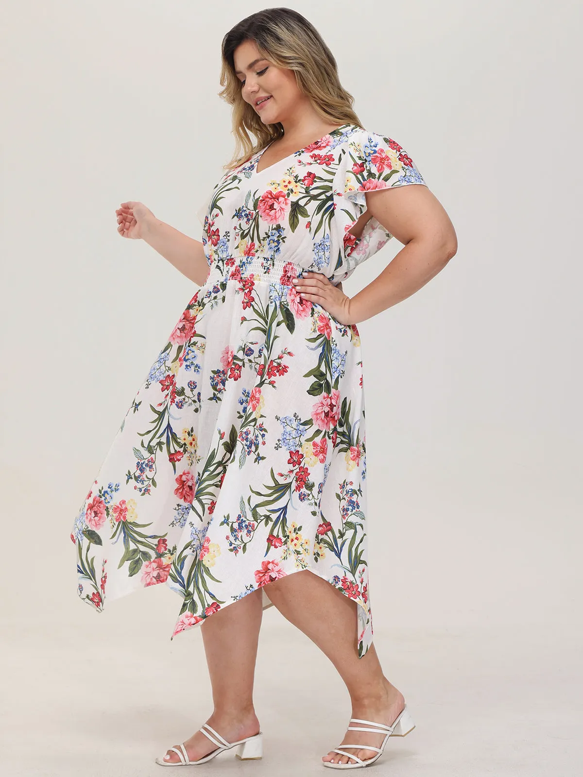 Plus Floral Flutter Sleeve Maxi Dress sold by 89th & Madison product image thumbnail 4