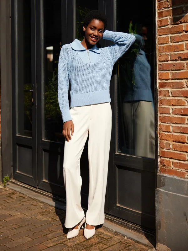 Twill High-Rise Straight Leg Pants sold by 89th & Madison