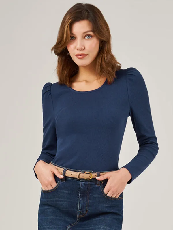 Puff Sleeve Rib Top sold by 89th & Madison