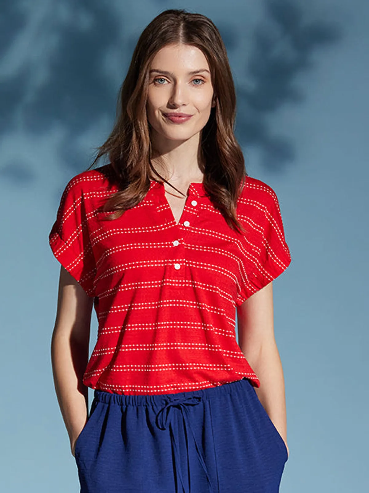 Stripe Henley Tee sold by 89th & Madison