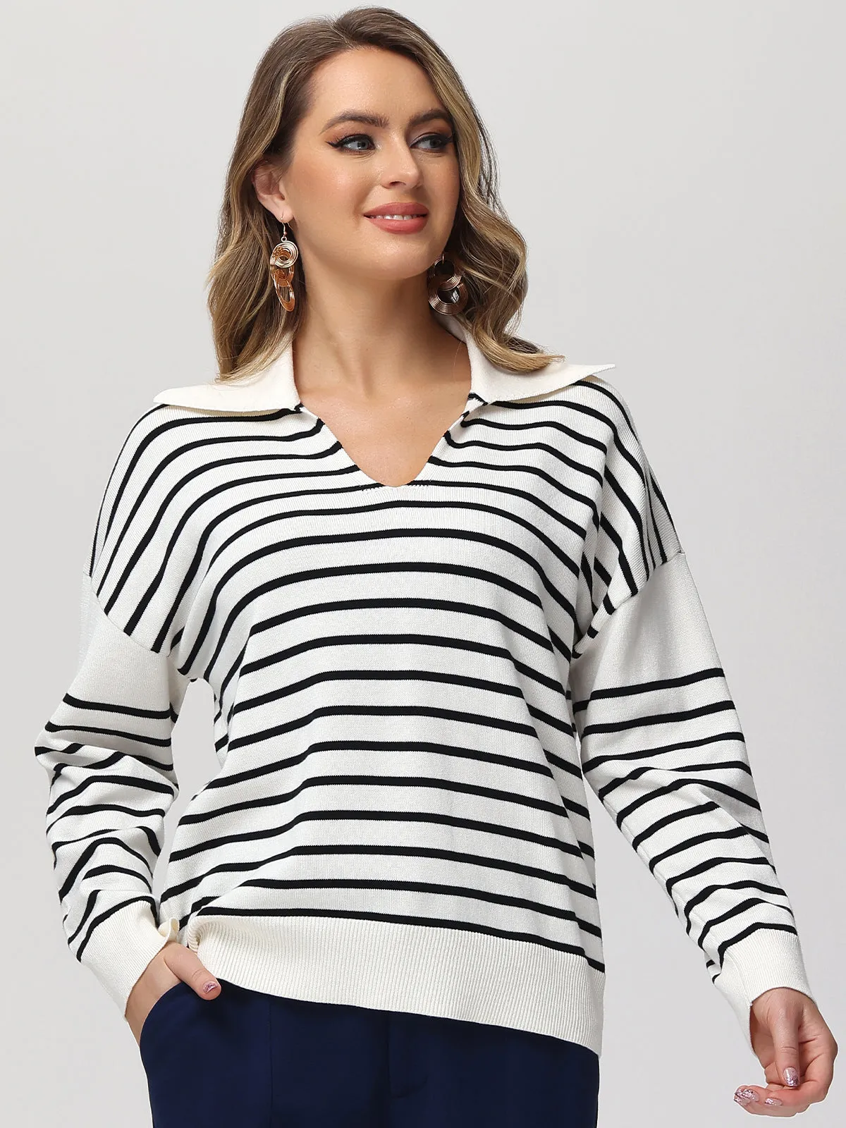 Stripe Polo Pullover sold by 89th & Madison product image thumbnail 3