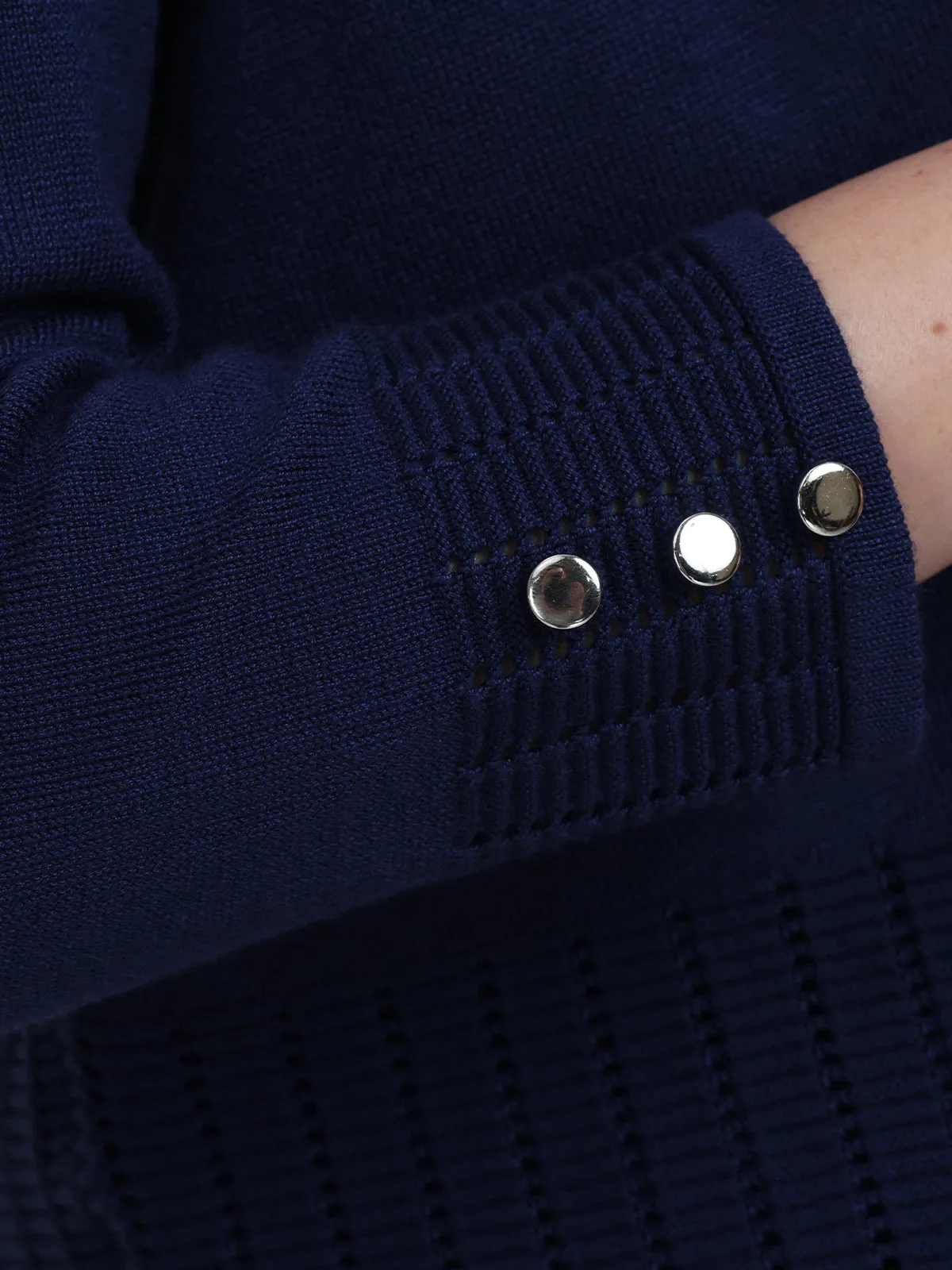 Button Cuff Pointelle Open Cardigan sold by 89th & Madison product image thumbnail 4