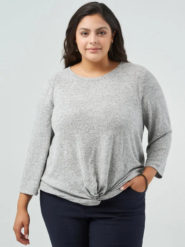 Plus 3/4 Sleeve Crewneck Top sold by 89th & Madison