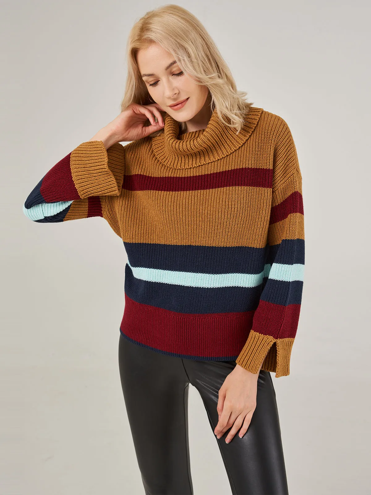 Colorblock Turtleneck Pullover sold by 89th & Madison