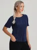 Plisse Short Sleeve Top sold by 89th & Madison