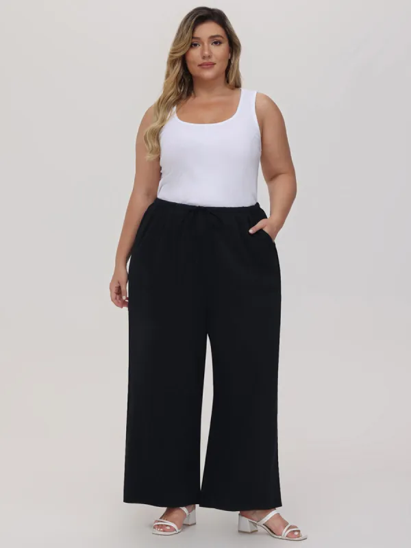 Plus Drawstring Wide Leg Pants sold by 89th & Madison