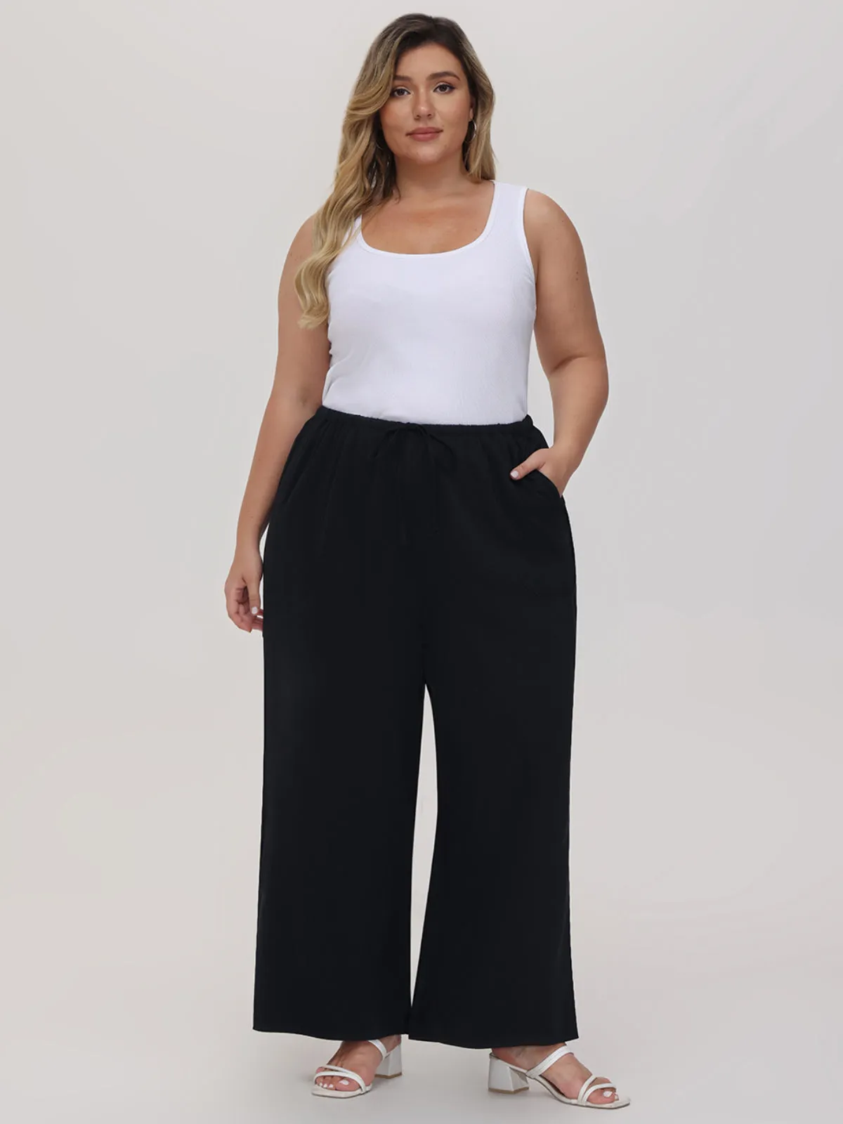 Plus Drawstring Wide Leg Pants sold by 89th & Madison