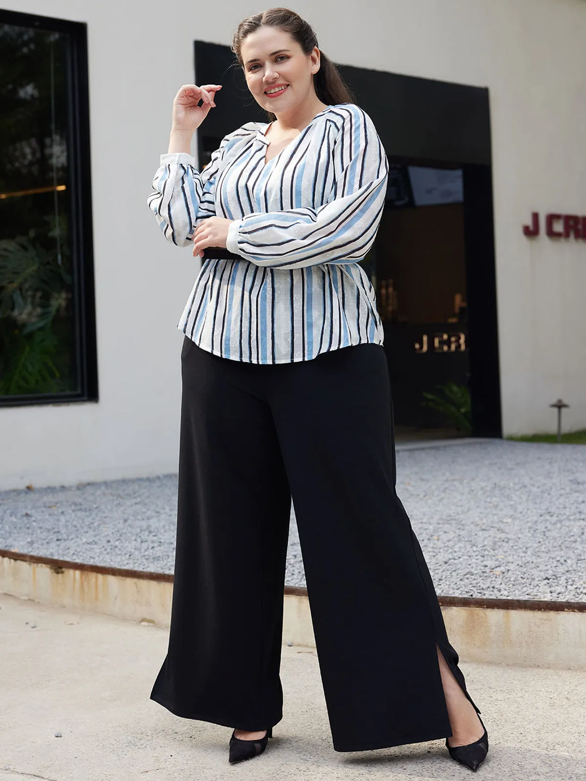 Plus Scuba High-Rise Wide Leg Pants sold by 89th & Madison