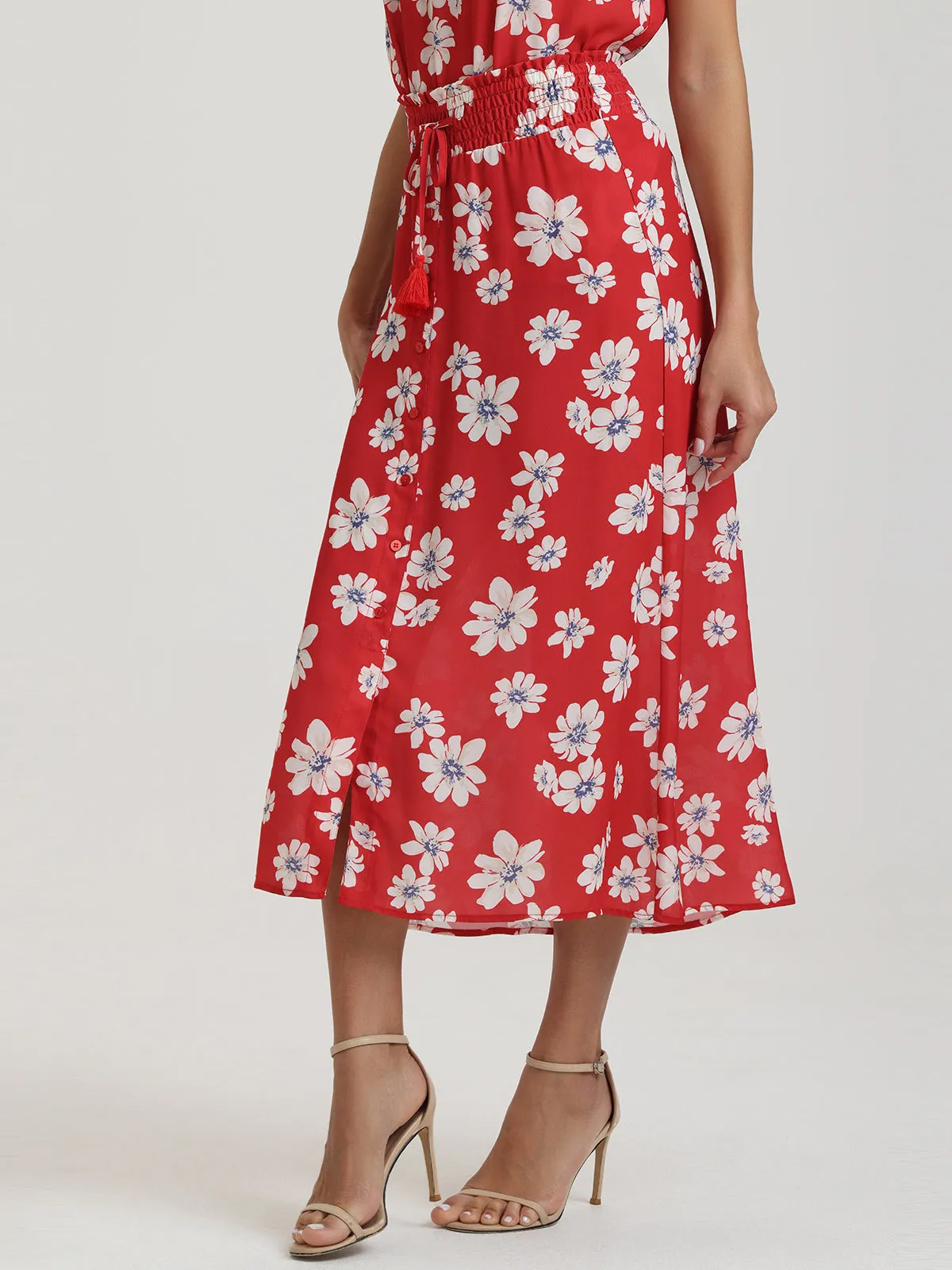 Floral Button Front Midi Skirt sold by 89th & Madison product image thumbnail 3