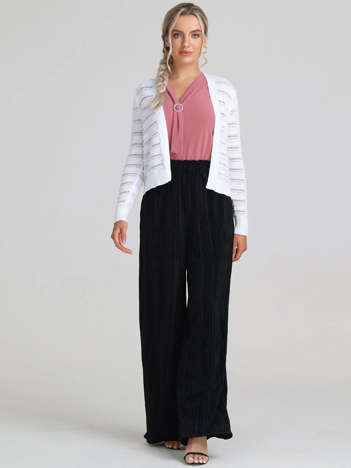 Pointelle Open Front Cardigan sold by 89th & Madison product image thumbnail 5