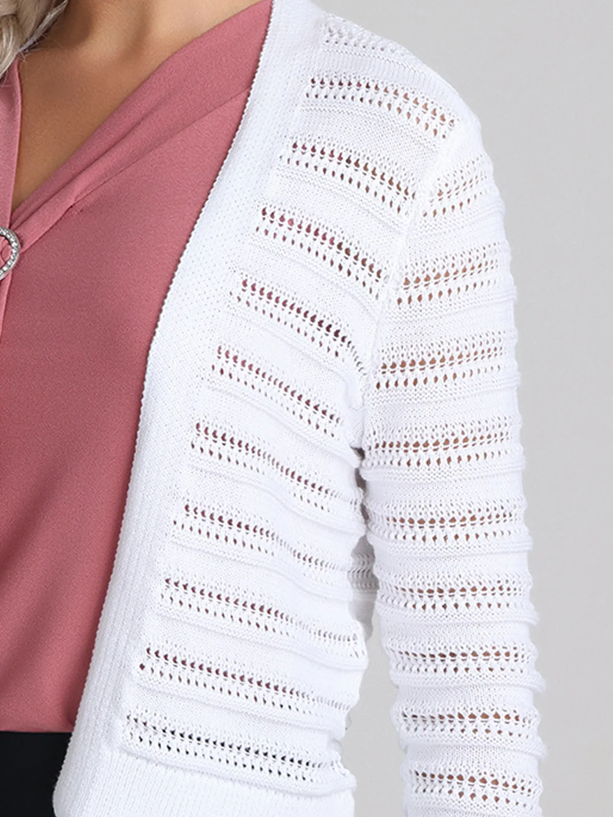 Pointelle Open Front Cardigan sold by 89th & Madison product image thumbnail 4