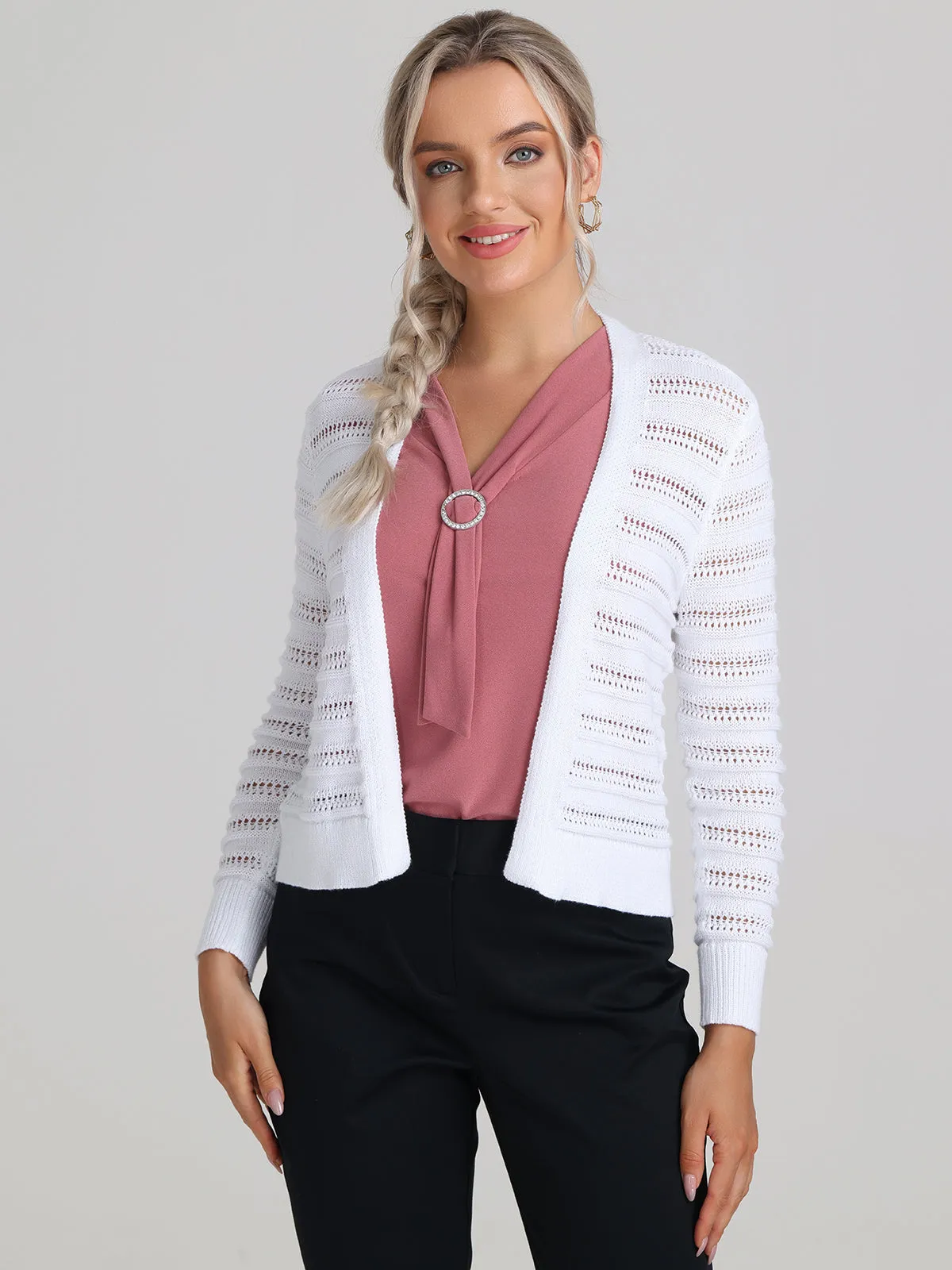 Pointelle Open Front Cardigan sold by 89th & Madison